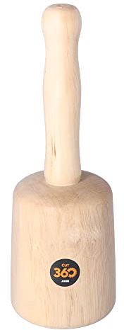 Cut360 maza de escultor | forma de campana | 90 mm | longitud: 260 mm | peso: 459 g | madera de carpe torneada | maza de madera para trabajos de talla