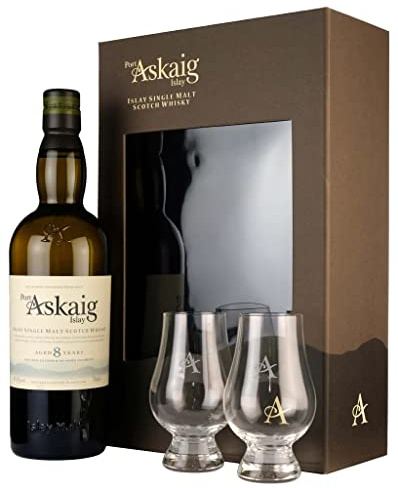 Port Askaig - Islay Single Malt Whisky - Geschenkset mit 2 Glencairn Gläsern