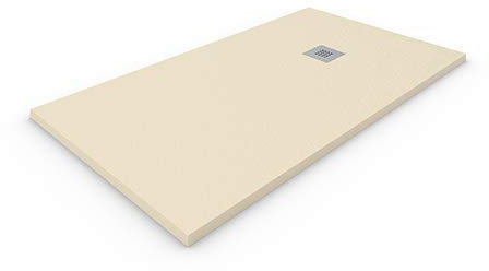 DUCHA-ES Plato Resina EXTRAPLANO. Textura Pizarra Antideslizante. Carga Mineral. 75X110CM Crema RAL: 1015