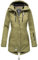 MARIKOO Damen Übergangsjacke Softshellmantel wasserdicht mit Kapuze Zimtzicke Olive Gr. L