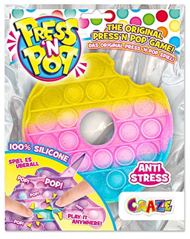 Craze PressNPop Press N POP Girly Donut Fidget leksak sensorisk anti-stress leksak för barn och vuxna bubbell-set färgglada motiv 37096, vackra färgkombinationer