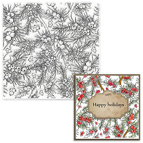 Hying Weihnachts-Stempel mit Stechpalmenbeeren-Blättern, transparent, für Kartenherstellung, Scrapbooking, Weihnachts-Kieferblätter, Gummistempel zum Basteln, für Fotoalben, Dekorationen