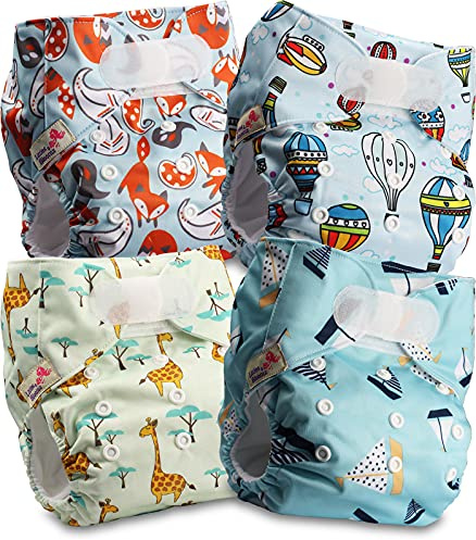 Littles & Bloomz Pocket Stoffwindeln, Klettverschluss, 4er FLV2-0402 | 4 Pocket Stoffwindeln mit Klettverschluss. Einlagen separat erhältlich, verschiedene Optionen verfügbar.