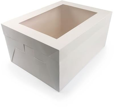 Miss Bakery’s House® Tortenkarton - 40x30x20 cm - 10 Stück - mit Fenster - Backwaren transportieren und aufbewahren