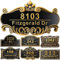 Placa de Dirección de Casa Personalizada 12 Números Fundidos para el Exterior Nombre de la Calle Placa de Dirección Vintage para Buzón Puerta Habitación Pared Clásica al Aire Libre Latón Antiguo