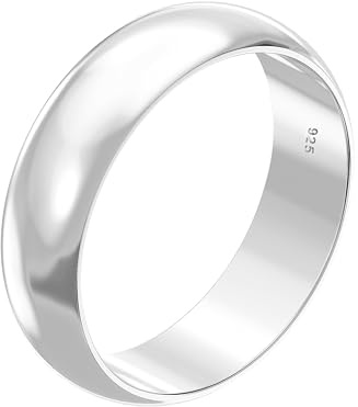 Aeon Jewellery Court Ehering - 925 Silber Ringe I 3-5 mm Klassische Trauringe für Männer und Frauen I Unisex D Form I Größe J - Z Eheringe I Mit Poliertuch & Geschenkbox I Hypoallergen