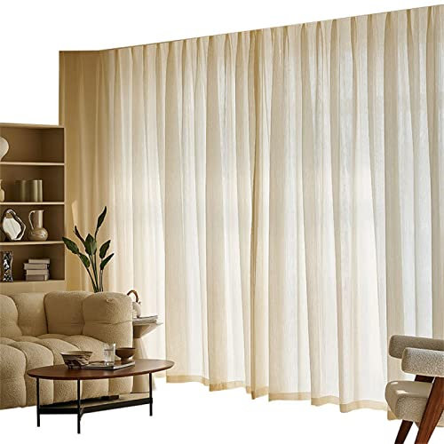 Voile Gardinen Vorhang Gardinen Transparent , 2 Stück Gardinen Vorhänge Vorhang Blickdicht mit Ösen Wohnzimmer Schlafzimmer Stores Küche - Gold(B140 x H260cm)
