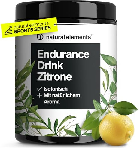natural elements Endurance Drink Zitrone – 600g Isotonisches Getränkepulver – mit 45% Maltodextrin, 30% Dextrose, Elektrolyten und Kohlenhydraten – vegan, optimal bioverfügbar, laborgeprüfte Qualität