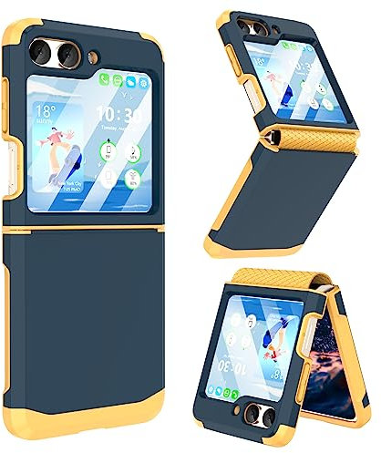 Designed for Galaxy Z Flip 5 Case with Hinge Protection,Samsung Flip 5 Heavy Duty Shockproof Full Body Protective Phone Case Cover for Z Flip 5 5G(2023)-Blue2