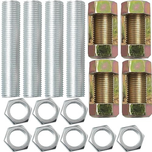 JJHXSM 4pcs M10 Lamp Pipe Repair Parts Kits Include M10x30 Hexagon Open Nut, M10x50 All Thread Lamp Pipe Nipples with Hex Lock Nut