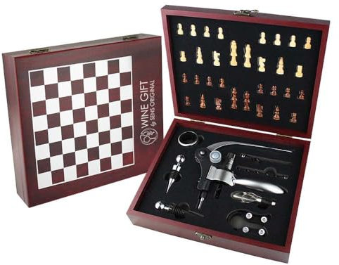 Sens Original - Juego de 8 accesorios de vino con juego de ajedrez - Sens Original