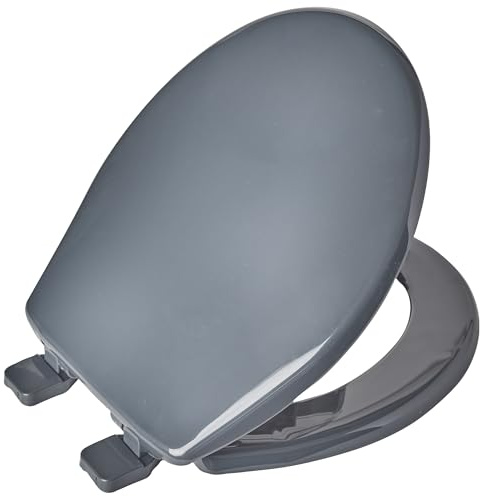 BEMIS Upton Ultra Fix Toilet Seat - Slate Grey. Soft Close Toilet Seat, Recyclable Plastic Material with Universal Adjustable Plastic Hinges. Easy to Clean & Quick Installation.