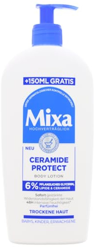 Mixa Ceramide Protect Pflege Set: 3er Pack | Feuchtigkeitsspendende Bodylotion (3x250ml) |Mit Glycerin, Squalan & Ceramide | Für sehr trockene & beanspruchte Haut | Intensive Feuchtigkeit