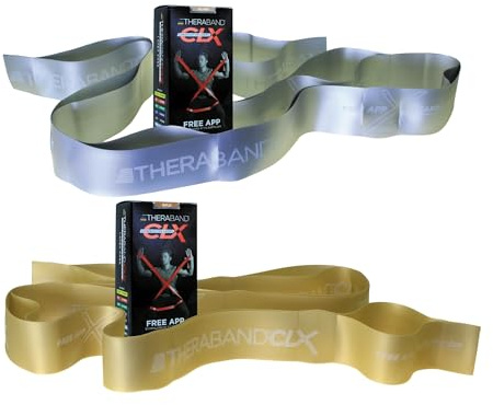 THERABAND CLX Widerstandsband mit Schlaufen, 2 Stück, Fitnessband für Heimübungen und Workouts, tragbares Workout, Funktionalität für Sportler, 1,5 m aufeinanderfolgende Schlaufen, 2er-Pack Harte