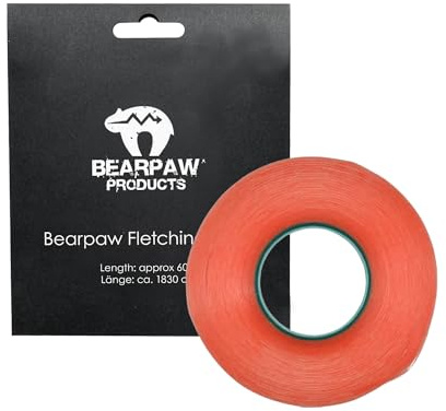 Bearpaw Products Befiederungsklebeband doppelseitig | 18,3 m Rolle | für Naturfedern auf Holz-, Carbon- & Alupfeile | Pfeilbau Zubehör | Made in Germany