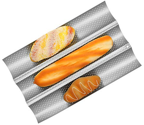 Backform für Französisches Brot, Antihaftbeschichtet, mit Mehreren Rillen und Wellen, Französische Brotform, Baguette-Backblech, Leicht Entformbares Küchenwerkzeug, Ofen-Toaster-Pfanne Zum(#1)