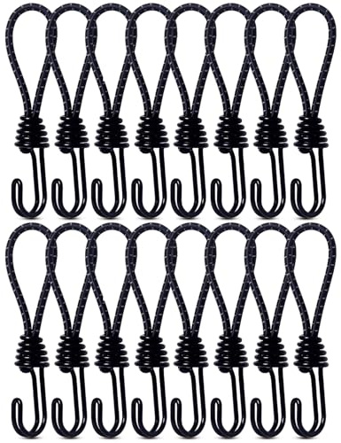 Gummibänder mit Haken, 16 Stück Spanngummi Gummispanner Expander Gummiband Gummi Spanngurte Planenspanner mit Haken Expanderhaken für Zelte Banner Netze Camping, 16cm