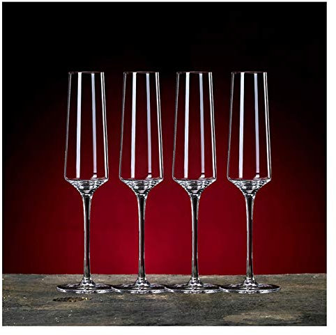 RUNZE765Z Champagnerkelche 4 Kristall-Champagnergläser – 200 ml, bleifreies Kristall, einteiliges Formteil, kristallklar, elegant und schön, spülmaschinenfest. Schaumweingläser