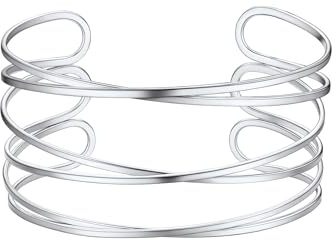 FOCALOOK Armband Damen Offen Edelstahl Armreif Oberarm Wickelarmband Armspange Freundschaftsarmband Manschette Modeschmuck