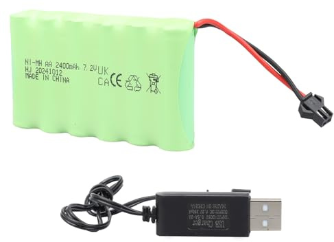 MXJFYY 7.2V 2400mAh NI-MH Rechargeable Battery with SM Plug, AA RC Battery for RC Monster Truck, Remote Controlled Trucks, Lighting, Power Tools, Construction truck, Dump T-ruck and Climbing Vehicle