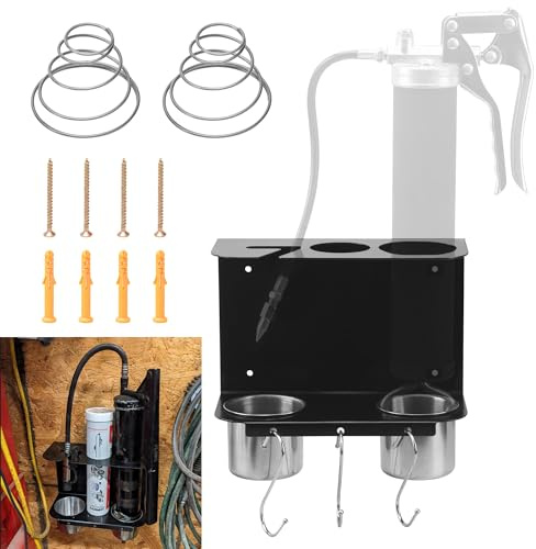 Support mural pour pistolet à graisse pour rangement de magasin de garage | Porte-pistolet à graisse robuste avec gobelet amovible en acier inoxydable et ressort de support pour tambour d'huile