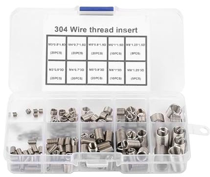 120pcs Gewindeeinsatz Sortiment Set Stahlgewinde Reparatur Werkzeug Umfassendes Gewindereparaturwerkzeug Set für Präzisionsteil