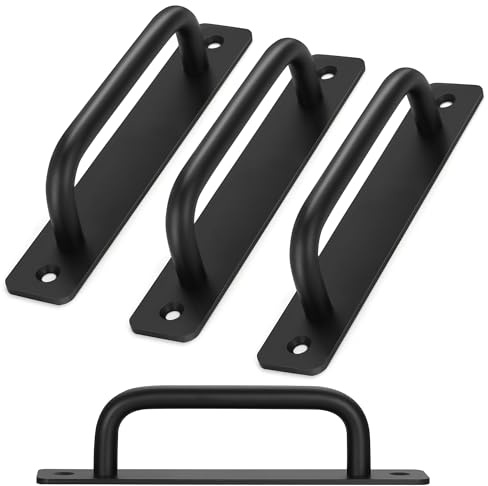 Malimali 4 Pack Sliding Door Handles, 128mm Hole Center Door Pull Handle Aluminum Alloy Black Handles for Internal Door Exterior Doors Cupboard Door Handles Hardware Replacement