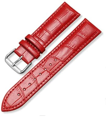WENH Bambumönster läderarmband Unisex klocktillbehör 12mm 14mm 16mm 18mm 20mm 22mm 24mm(Red,16mm)