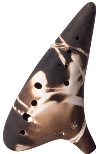 HJDFRTE Ocarina 12-hole Bass C Professional Performance-level Smoked Ceramic Ocarina