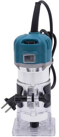 Electric Défonceuse manuelle à bois, 800 W, 220 V, électrique, pour bordures, laminé, 6 vitesses variables, pour couper les plans de travail - Diamètre : 6,35 mm - Bleu