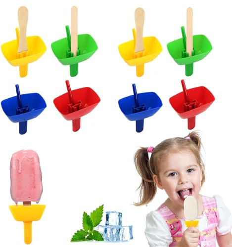 panemy Porta Paletas Antigoteo para Niños, 8 Piezas Material de Polipropileno de Calidad Alimentaria Porta Helados para Niños, Porta-paletas Reutilizable con Pajita