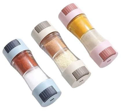 1PCS 0,5 g dosatore sale shaker tipo distributore a doppia testa zucchero spezie pepe condimento bottiglia quantitativo cospargere sale strumento (blu)