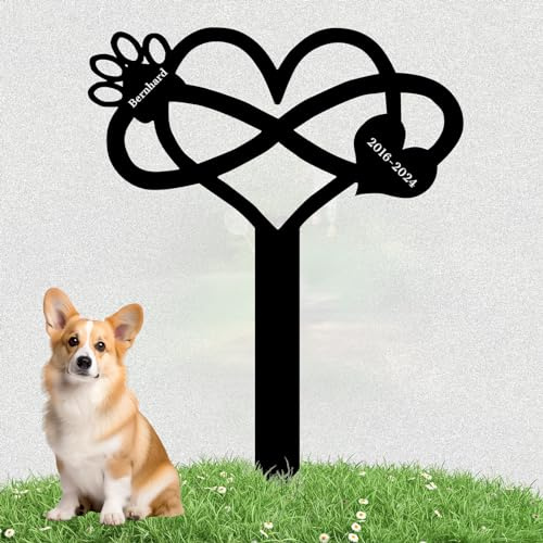 LZXSXZ Personalisiert Grabstecker für Haustier - Design Grabkreuz für Tiere mit individueller Gravur - wetterfester Gedenkpfahl als Grabschmuck für Tiergrab