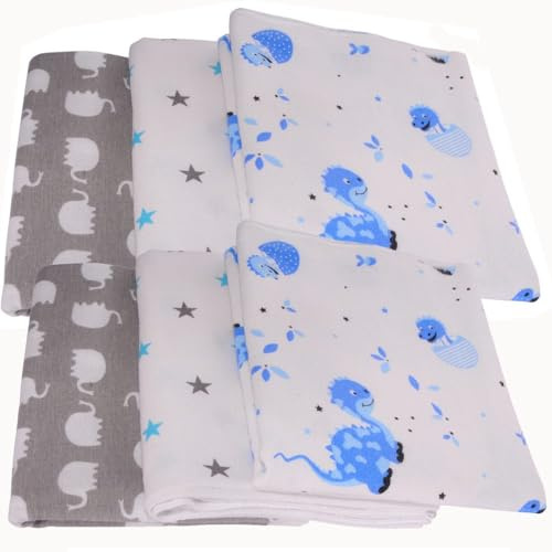 Stoffwindeln Baby Tücher 6er Pack Flanellwindeln 60x80 cm Spucktücher Set Mulltücher Jungen Mädchen Baumwolle Babyausstattung Spucktuch Stilltuch Babyset Geschenk Geburt weich saugfähig (blau)