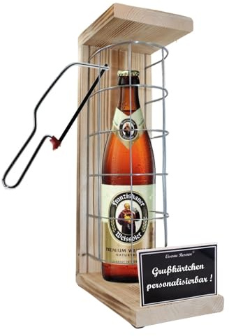 Personalisierte Geschenke zum 40. Geburtstag Geschenkidee - Eiserne Reserve Gitterkäfig Franziskaner Weissbier Bier (1 x 0.5 l) incl. Notsäge - Geburtstag zum 40. Geschenk