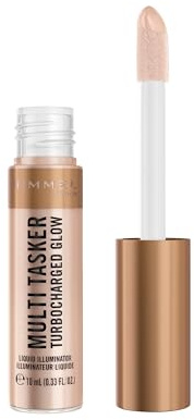 Rimmel London Multi Tasker Turbocharged Glow, 004 Chelsea Glow, Illuminante liquido per il viso, Perle riflettenti, Luminosità naturale, Vitamina C & E, Formula Vegana, 10 ml