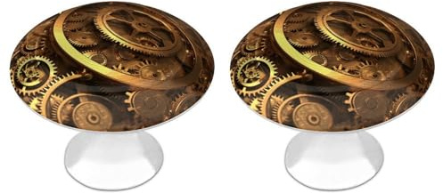 BSCKKDMN Cool Steampunk Gears Pomelli per armadio da cucina Manopole rotonde per cassetti cassettiera manopola tira decorazione con viti Cassettiera Manopole per Casa Ufficio Cucina