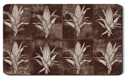 Corn Dish Drying Mats For Kitchen Counter, Rustic Vintage Absorbent Rubber Dish Drainer Rack Mat, Autumn PU Leather Drying Pad For Coffee Bar Protector 12x20 Inch