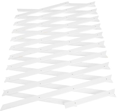 CLISPEED Panneau de Clôture en Treillis de Bois Extensible pour Plantes Grimpantes D'intérieur et Extérieur, Support Mural Réglable 44 Cm Blanc, Structure Robuste pour Jardin et Patio