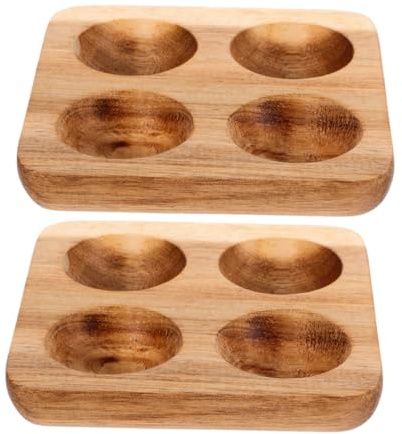 HAMPPLIES 2pezzi Portauova in Legno di Acacia per Conservazione o Esposizione su Piano di Lavoro o Ripiano del Frigorifero Design Salvaspazio