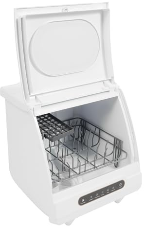awolsrgiop Tischgeschirrspüler 800W mit 360° Sprühfunktion, 5L Wassertank und Desinfektion, Kompakt für Küche Camping Büro, 55dB Leise, Inklusive Geschirrkorb