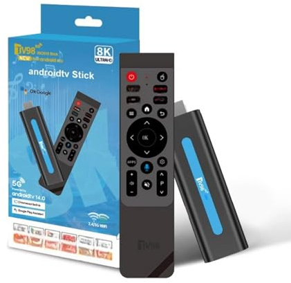 Android TV Stick 4K Ultra HD - 2GB RAM + 16GB ROM, WiFi Dual Band 2.4/5GHz Connettività facile e compatibile con le app più diffuse