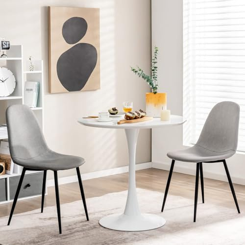 DCLINAD Esstisch 80 cm rund Küchentisch für 2 Personen Esszimmertisch mit Stahlbein, Rutschfester Fußauflage Säulentisch moderner Kaffeetisch für Küche, Esszimmer und Wohnzimmer