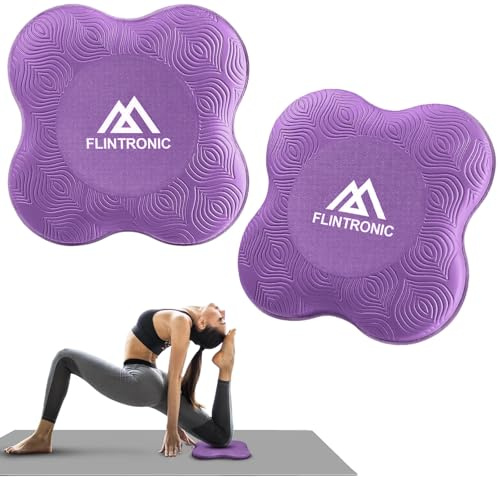 flintronic Kniekissen Yoga, 2PC Yoga-Knie-Pad, rutschfest Yoga Knie Padmatte, 20x20cm Knieschoner Matte Unterstützung der Knie Handgelenke und Ellenbogen, für Yoga Fitness Pilates, Lila