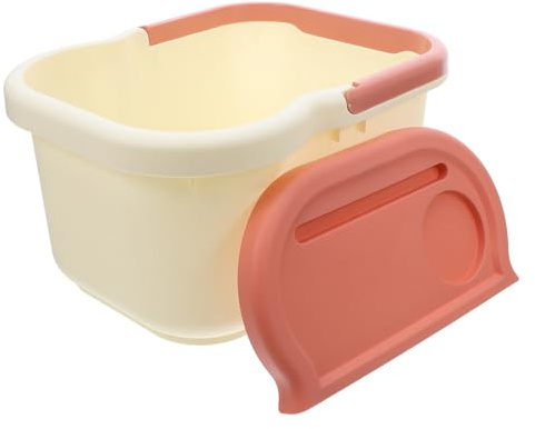 NUOBESTY Portable Foot Bath Basin, Pp Pedicure Spa Bucket with Foldable Handle, Efficient Heat Retention, Beige, for Home, Office Spa Soaking
