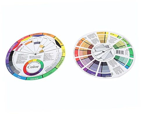 Amosfun Roue Chromatique Rotative 2 Pièces 23 Cm 14 Cm pour Nail Art et Maquillage Féminin, Nuancier Couleur Mélangée, Carte Apprentissage Couleurs, Outil Mélange Vernis à Ongles,