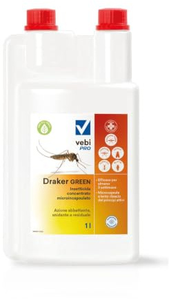 Vebi Tech Draker Green Insetticida 1 Litro potente disinfestazione insetti efficace 3 settimane