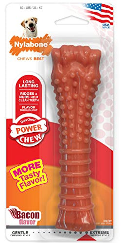 Nylabone Dura Chew Extreme Tough Dog Chew Toy Bone, Bacon Flavour, XL, for Dogs over 23 kg