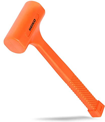 Neiko 02848A 3 LB Dead Blow Hammer, Neon Orange | Unibody Molded | Checkered Grip | Spark and Rebound Resistant