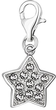Quiges 925 Silber Charm Anhänger Sterne mit Karabinerverschluss für Armbänder